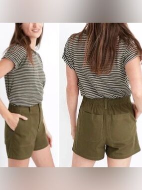 Madewell High Rise Camp Shorts Womens Medium Olive Green